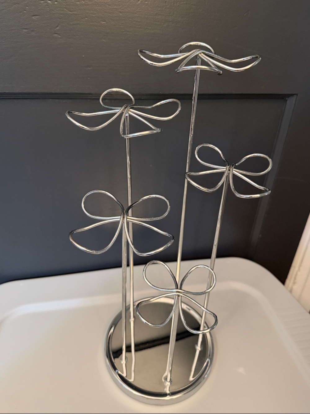 Silver Floral Jewelry or Earring Stand